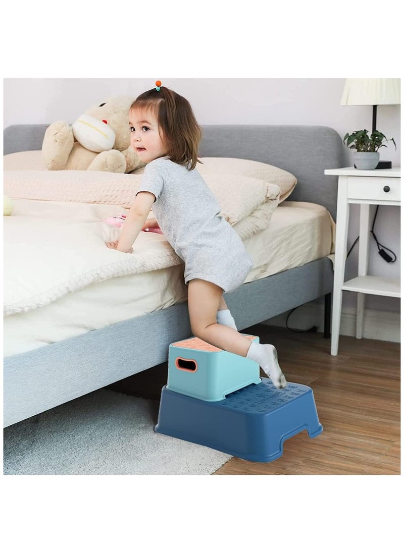 Arabest - Toddler Step Stool, 2 Step Stool with Anti-Slip Surface & Base, Kids Step Stool for Toddlers Potty Training, Kitchen, Living Room, Bedroom, Toy Room (Blue) - Image 1