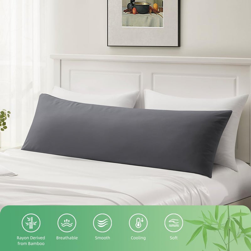 Parkdeny Body Pillowcase  Cooling Viscose from Bamboo Pillow Cover with Zipper Closure  Soft Moisture-Wicking for Hot Sleepers  Hair and Skin-Friendly  Gray  1 Pack - Image 5