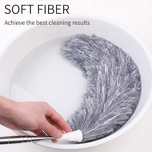 Leawall Microfiber Feather Duster Extendable Fan Cleaning Duster with 100Inch Pole Washable for High Ceilings Window Blinds Furniture and Cobwebs AntiScratch Bendable Head for Easy Dusting - Image 5