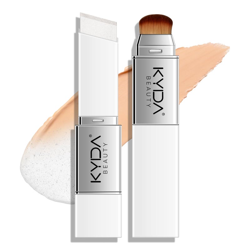 KYDA Color Changing Foundation Stick, 2-in-1 Dual Ended Eraser Foundation with Brush, Natural Glow Creamy Base Makeup, Medium to Full Cover, Lightweight Blendable with Skin Care Formula, NATURAL - Image 1