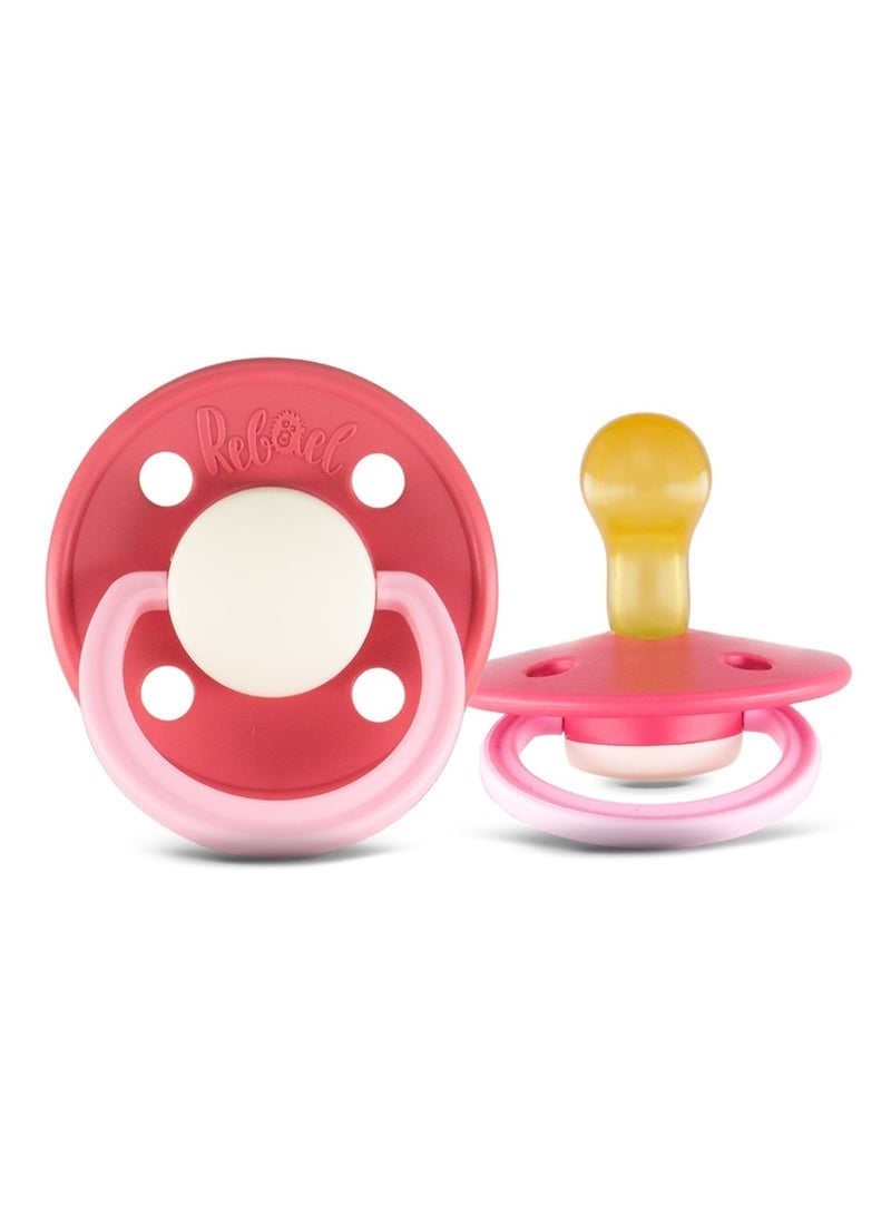 Rebael Fashion Natural Rubber Round Pacifier Size 1 - Baby 0-6M (1-pack) - Hot Pearly Flamingo - Image 1