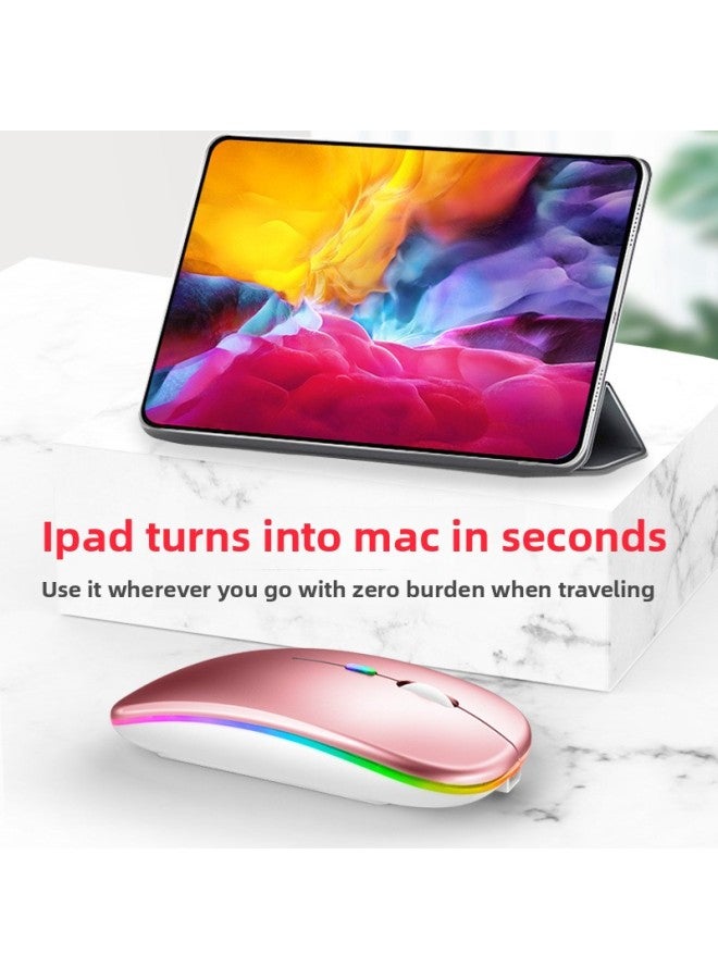 Charging Bluetooth Dual-mode Wireless Mouse Mute Computer Notebook Office Game Luminous Wireless Mouse-Specifications:X1 Rechargeable Mouse Single-mode Rose Gold Luminous-official Standard  - Image 3