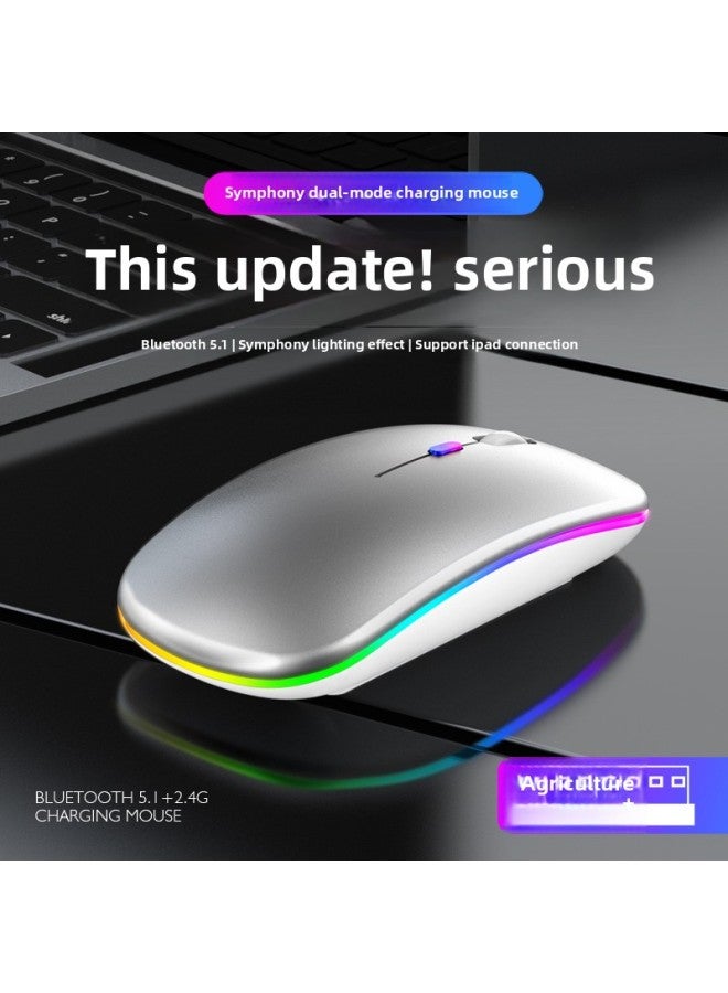Charging Bluetooth Dual-mode Wireless Mouse Mute Computer Notebook Office Game Luminous Wireless Mouse-Specifications:X1 Rechargeable Mouse Single-mode Rose Gold Luminous-official Standard  - Image 2