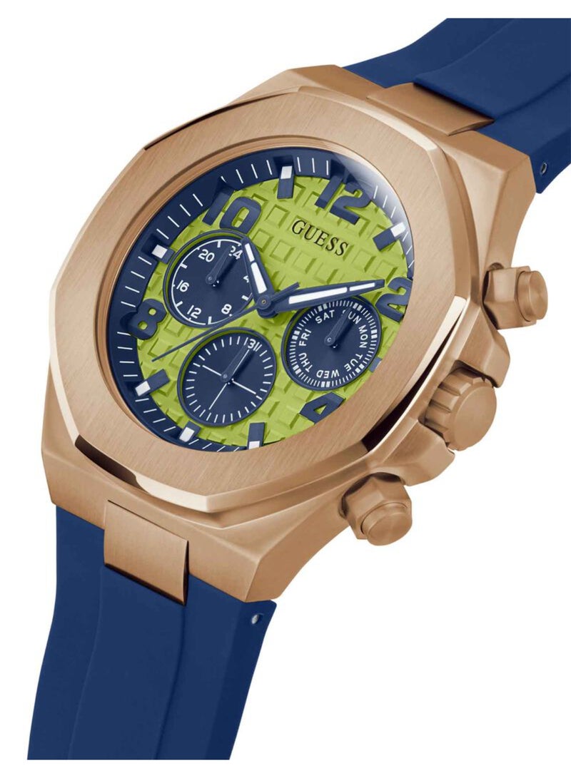 GUESS Mens Blue Rose Gold Two-Tone Multi-function Watch - GW0583G3 - Image 2