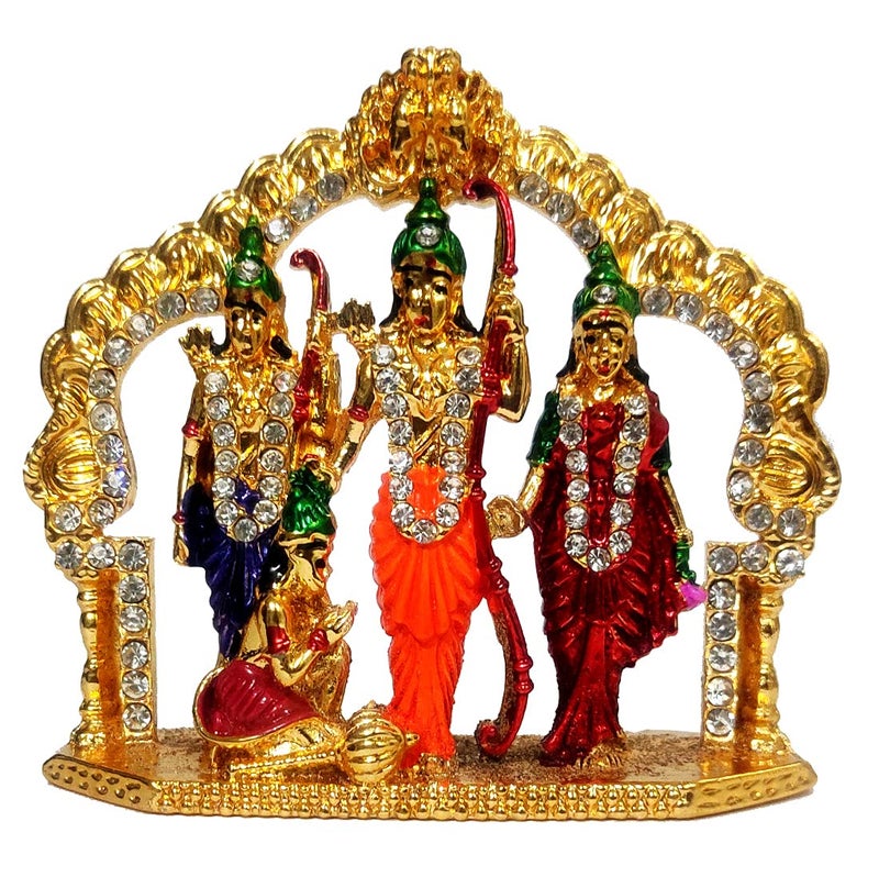 Purpledip Metal Idol Ram Family Darbar: Rama, Sita, Laxman, Hanuman Statues (12390) - Image 1