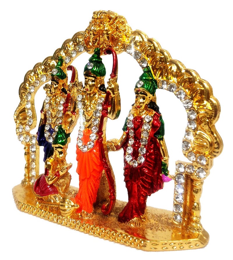 Purpledip Metal Idol Ram Family Darbar: Rama, Sita, Laxman, Hanuman Statues (12390) - Image 3