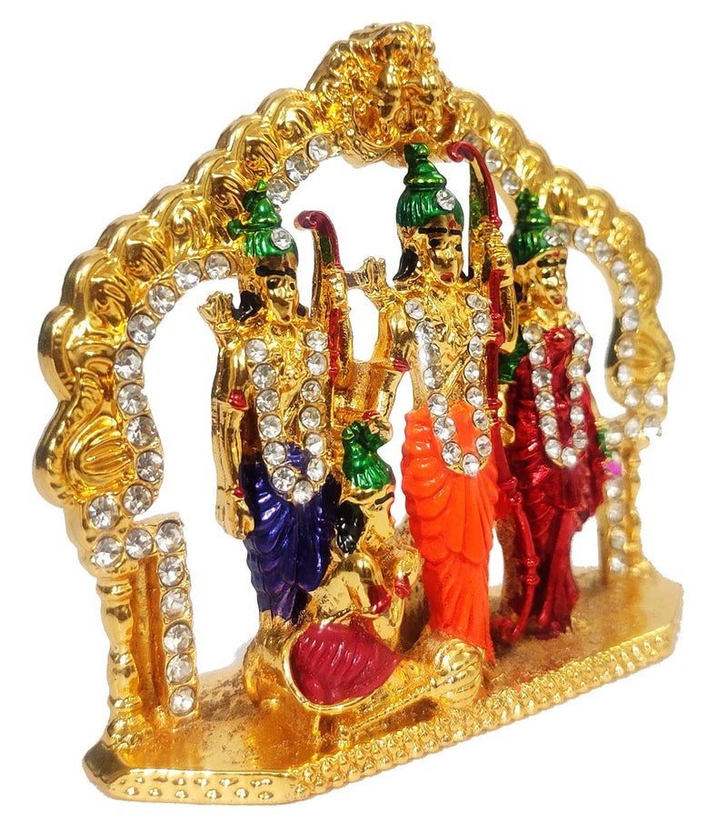 Purpledip Metal Idol Ram Family Darbar: Rama, Sita, Laxman, Hanuman Statues (12390) - Image 2