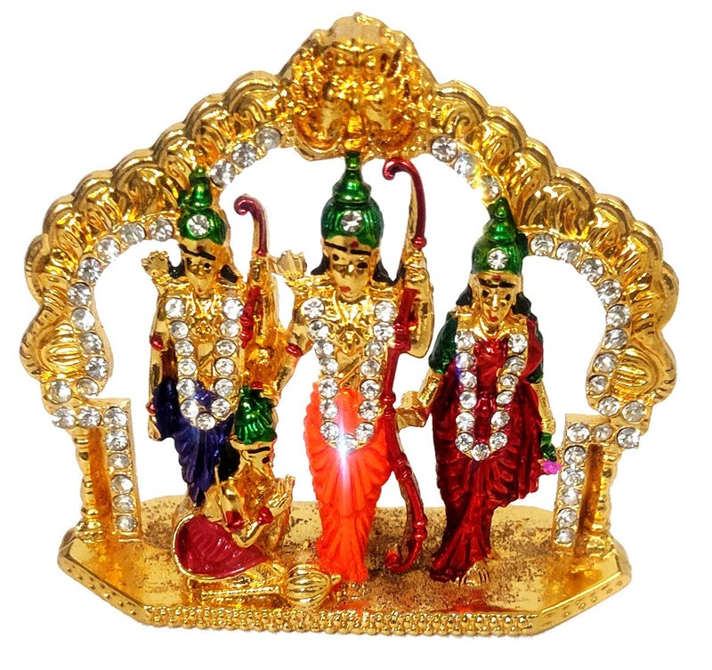 Purpledip Metal Idol Ram Family Darbar: Rama, Sita, Laxman, Hanuman Statues (12390) - Image 4