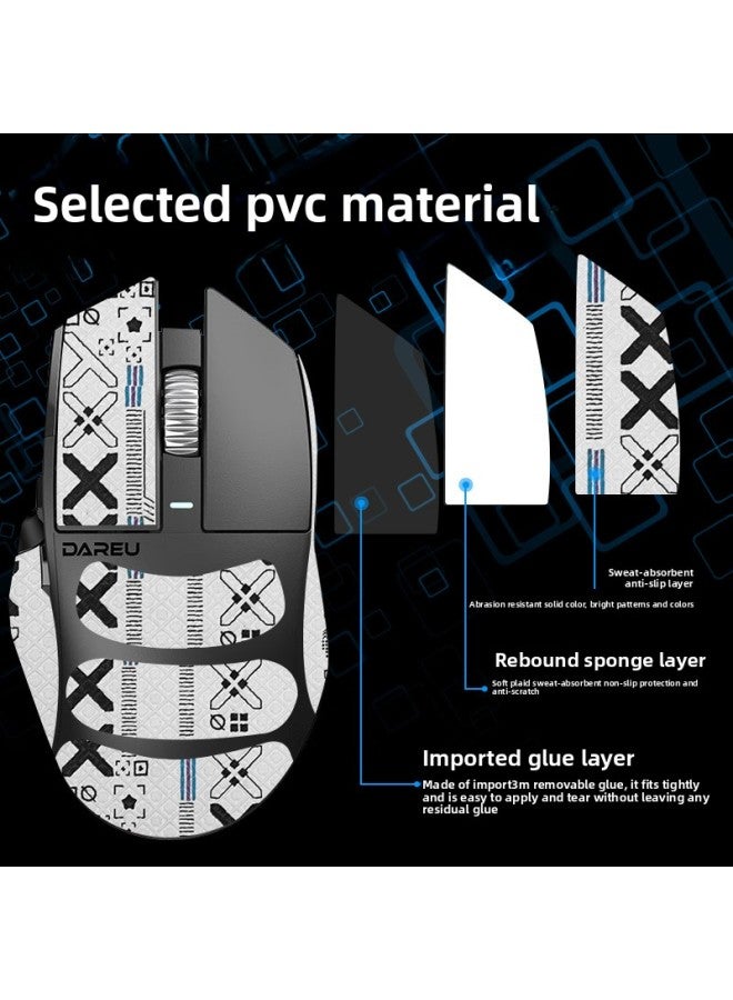 Suitable For Daryou A980PRO Mouse Anti-slip Sticker A980promax Sticker To Protect Sweat-proof Sweat-absorbent Palm Membrane-Color:[half Pack] White Printing A [send Clean Cotton]] - Image 3
