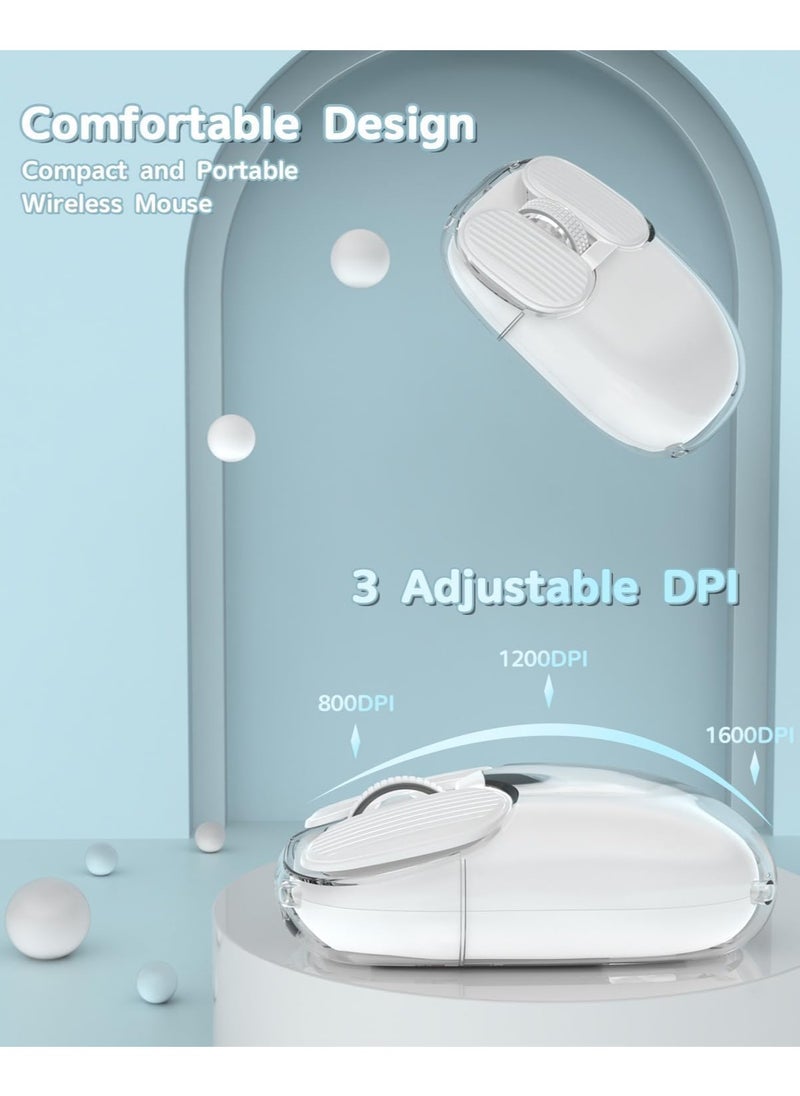 إيروريكس ماوس USB لاسلكي بلوتوث 2.4G شفاف، ماوس RGB LED جمالي قابل لإعادة الشحن بإضاءة خلفية مزدوجة الوضع مع هيكل صلب كريستالي، إضاءة عرض للكمبيوتر والكمبيوتر المحمول وماك بوك والكمبيوتر الشخصي  - Image 4