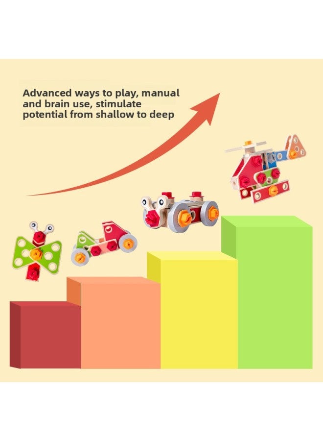 أداة تفكيك الجوز الخشبية متعددة الوظائف للأطفال من عمر 3 سنوات 5 ألعاب تعليمية للتعليم المبكر - اللون: Cpc-عربة أدوات الجوز متعددة الوظائف 1.4 كجم - Image 3