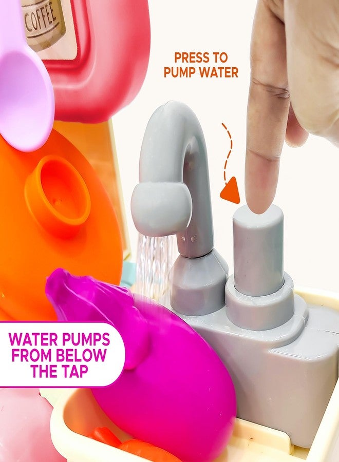 NHR Dream My Home Kitchen Set, Ultimate Modern Kitchen Set for Kids - Interactive Pretend Play Toy with Running Water | Kitchen Toys | Girls Toys | Realistic Cooking Action (3+ Years, Pink) - Image 4