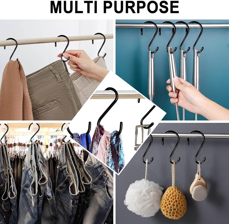DINGEE 24 Pack Heavy Duty S Hooks, Non Slip Rubber Coated, 7mm Thick Metal Black S Hooks for Hanging Plants, Closet, Bird Feeders, Kitchen, Large Objects, Tools, Bikes - Image 4