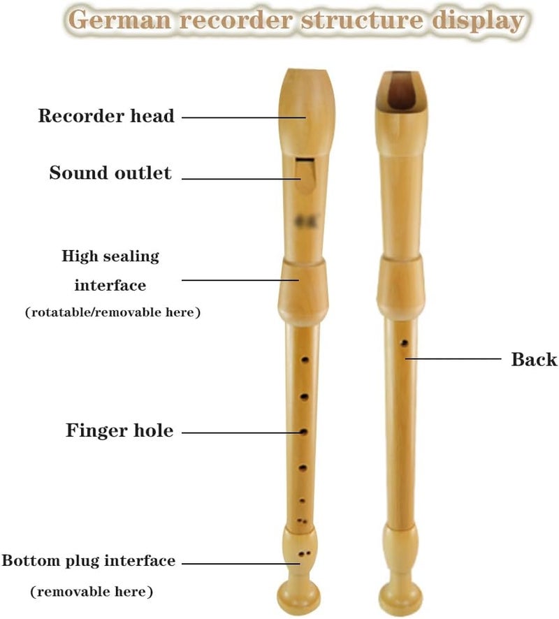 ZRAGEK Music Recorder Instrument, Beginner Adult German Alto Recorder, 8-hole Wooden Professional Playing Flute Instrument, Storage Bag + Cleaning Stick - Image 3