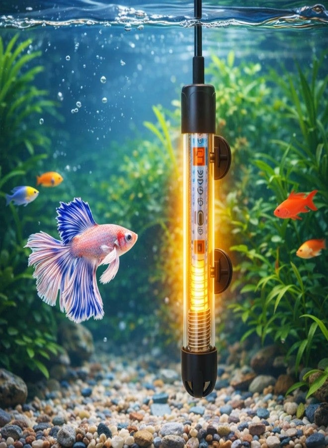 VAYINATO RS Electricals (25 Watts - Suits 20-30 Cm Tank) Aquarium Heater with Thermostat - Submersible Fish Tank Heater for Betta & Tropical Fish, Shatterproof Glass, Precise Temperature Control - Image 1