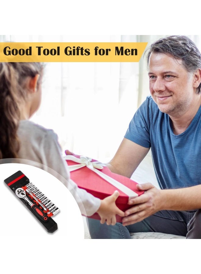 12pcs 1/4 Inch Mini Ratchet Socket Wrench Set, Drive Socket Set with 10 Sockets (4-13mm) and 2 Way Quick Released Ratchet Handle and Extension Bar - Image 5