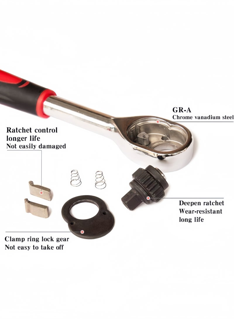 12pcs 1/4 Inch Mini Ratchet Socket Wrench Set, Drive Socket Set with 10 Sockets (4-13mm) and 2 Way Quick Released Ratchet Handle and Extension Bar - Image 3