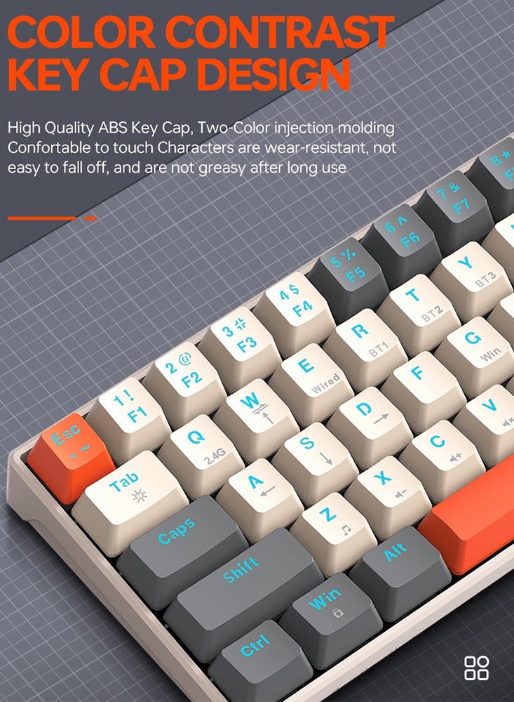 T-WOLF 3-Mode Wireless Mechanical Gaming Keyboard, 63 Keys Compact Hot-Swappable RGB Keyboard with 20 Lighting Effects & Bluetooth - Image 5