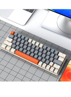 لوحة مفاتيح الألعاب الميكانيكية RGB اللاسلكية ذات 3 أوضاع، 63 مفتاحًا لوحة مفاتيح ميكانيكية مدمجة قابلة للتبديل السريع، لوحة مفاتيح ألعاب بلوتوث لاسلكية، قابلة للتبديل السريع مع 20 تأثير إضاءة RGB مع