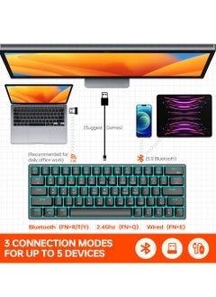 T-WOLF 3-Mode Wireless RGB Mechanical Gaming Keyboard, 63 Keys Hot-Swappable Compact Mechanical Keyboard , Wireless Bluetooth Gaming Keyboard , Hot Swappable with 20 RGB Lighting Effects With  - Image 3