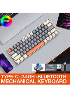 T-WOLF 3-Mode Wireless RGB Mechanical Gaming Keyboard, 63 Keys Hot-Swappable Compact Mechanical Keyboard , Wireless Bluetooth Gaming Keyboard , Hot Swappable with 20 RGB Lighting Effects With  - Image 4