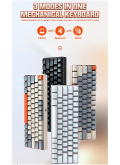 T-WOLF 3-Mode Wireless RGB Mechanical Gaming Keyboard, 63 Keys Hot-Swappable Compact Mechanical Keyboard , Wireless Bluetooth Gaming Keyboard , Hot Swappable with 20 RGB Lighting Effects With  - Image 5