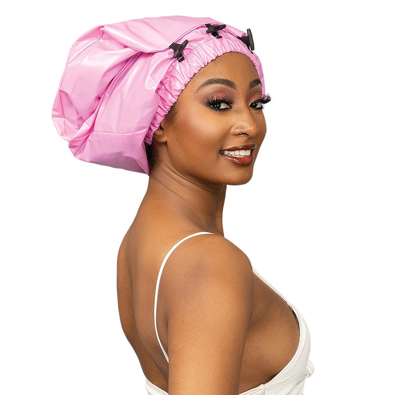 ESHA - Shower Cap for Extra Long Hair, Braids, Locs, Twists – Waterproof – Snug Fit Guarantees No Leaks – Easy Button Up (X-Long (30" x 9"), Pink) - Image 5