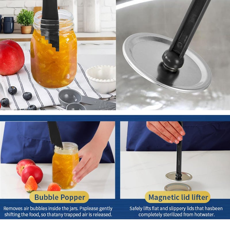Gemfino Canning Jar Lifter Tongs with Jar Lid Lifter Magnetic Lid Lifter,Canning Bubble Popper Bubble Remover and Canning Labels for Canning Supplies Starter Kit,4Pcs Canning Tools-Black - Image 4