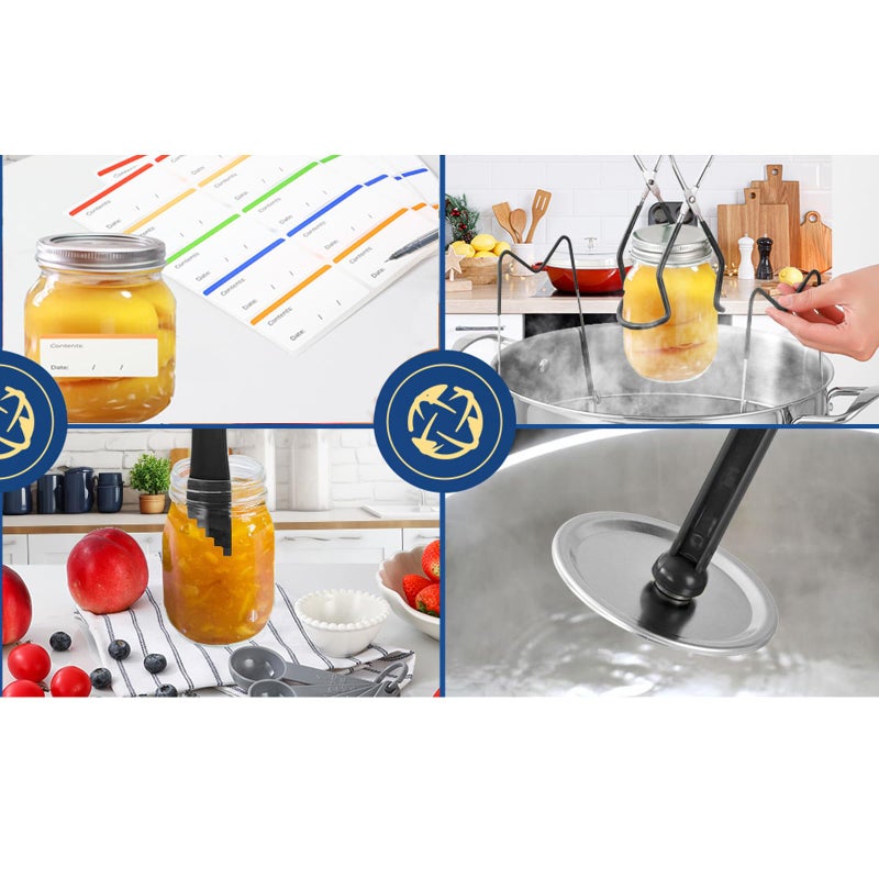 Gemfino Canning Jar Lifter Tongs with Jar Lid Lifter Magnetic Lid Lifter,Canning Bubble Popper Bubble Remover and Canning Labels for Canning Supplies Starter Kit,4Pcs Canning Tools-Black - Image 5