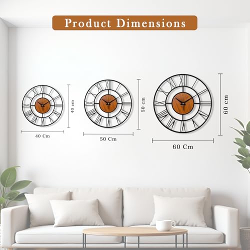 vissera Large Metal Wall Clock – Big Wall Decor Metal Art for Living Room Hall Bedroom | Designer Analog Hanging Clock | Modern Wall Watch & Home Decoration Item for Dining Room Office - Image 4