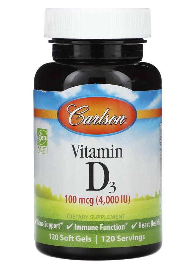 Carlson Vitamin D3 100 mcg (4000 IU) 120 Soft Gels
