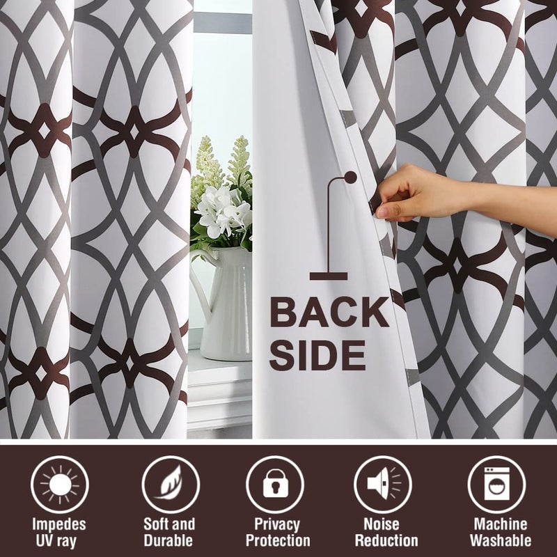 H.VERSAILTEX Blackout Curtains 108 inch Length 2 Panels Set Thermal Curtains & Drapes Window Treatment Noise Reducing Geometric Modern Grommet Living Room Curtains for Bedroom - Brown and Gray - Image 4