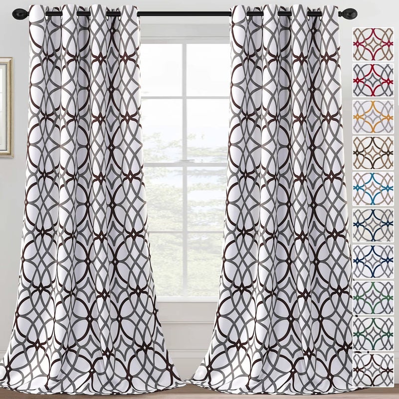 H.VERSAILTEX Blackout Curtains 108 inch Length 2 Panels Set Thermal Curtains & Drapes Window Treatment Noise Reducing Geometric Modern Grommet Living Room Curtains for Bedroom - Brown and Gray - Image 1
