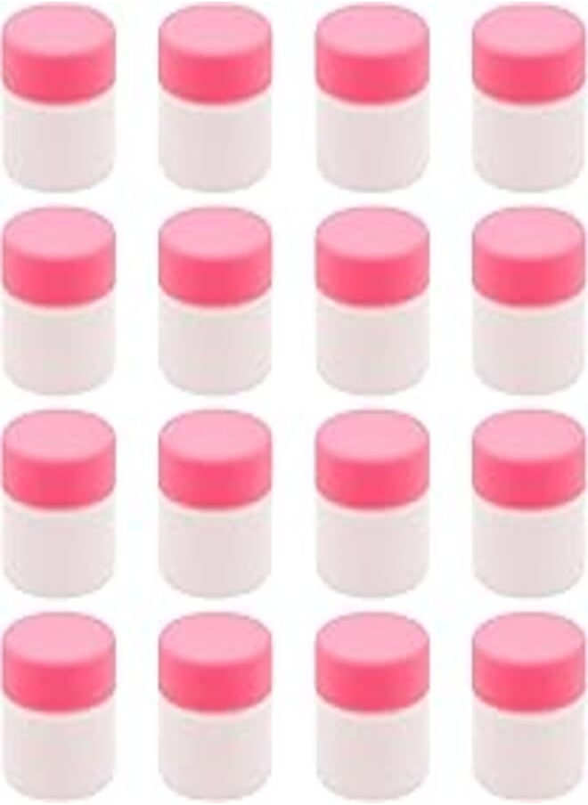 ARTISTIC - FUNNY 20 Pieces Glitter White Plastic Jar (30ml Size) - Plastic Lid Pink - High Quality Healthy Refill Empty Plastic Empty Storage Jar Round Empty Tins Storage Jar - By Artistic - Image 1