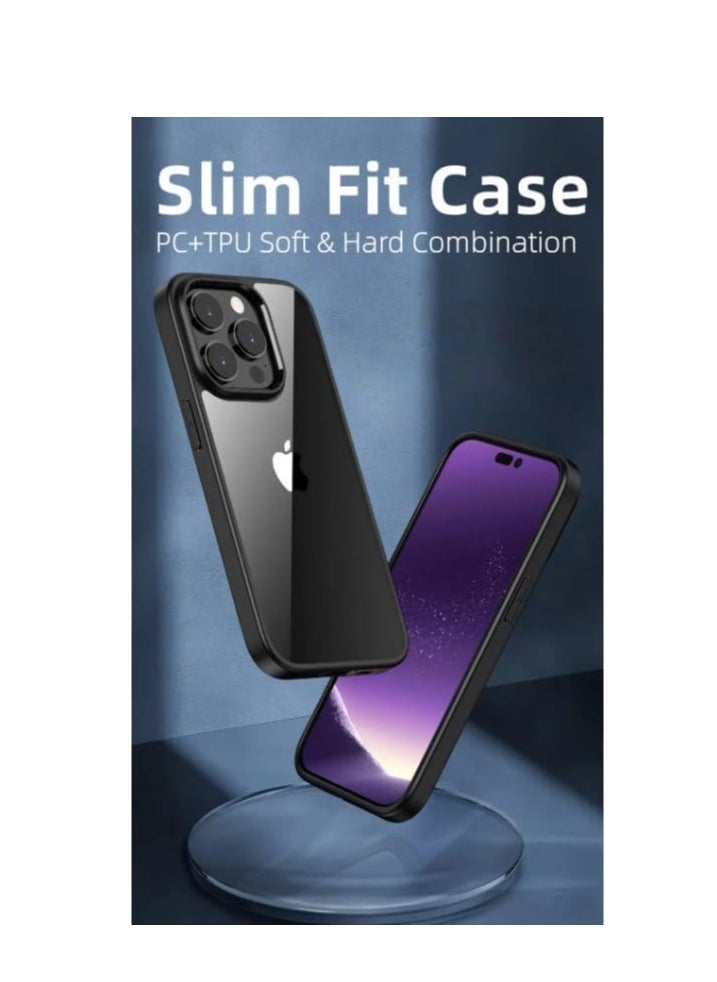 Magic Mask Q Series Clear Case Compatible Case Shockproof Hard PC +Soft Silicone Transparent Protective Slim Hard Back Cover with Silicone Frame for (Grey, iphone15 pro max) )