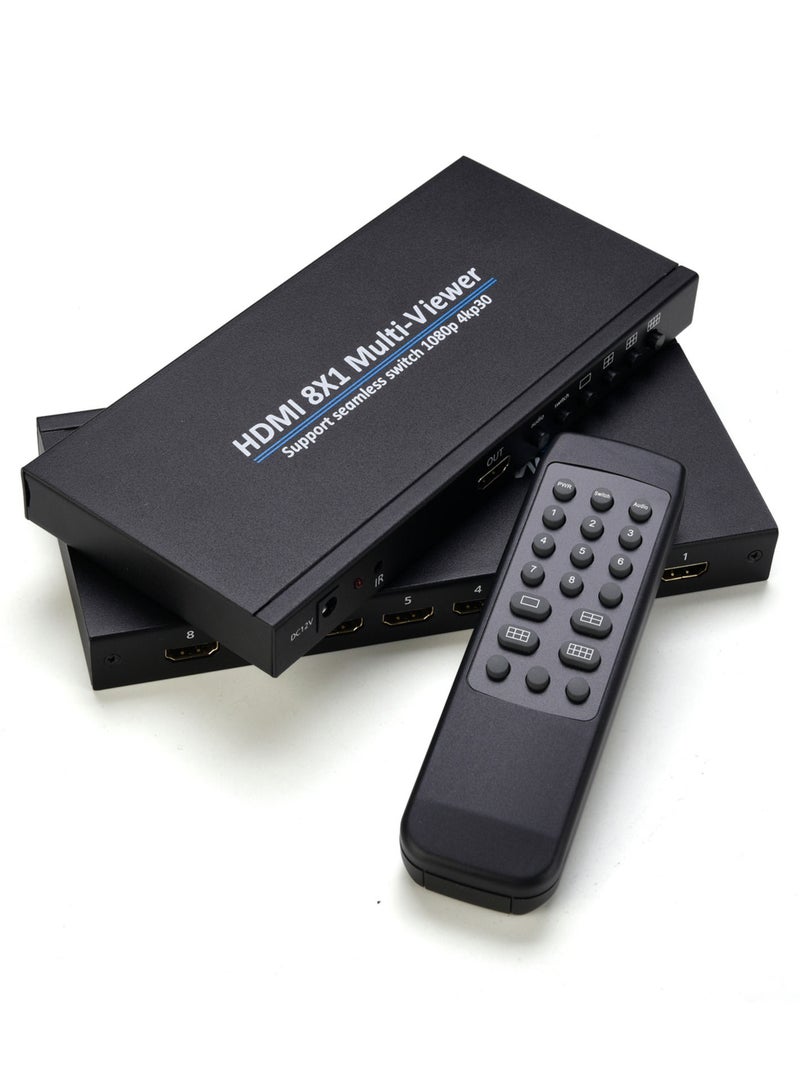 8x1 HDMI 4K Quad Multi-viewer Screen Divider 8 Screen Splitter with Seamless Switching - Image 1