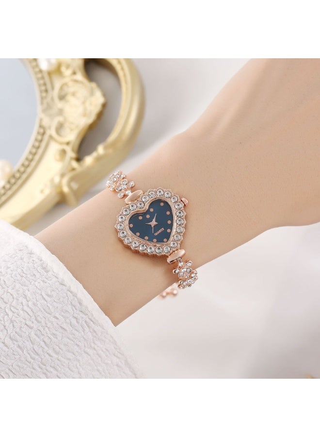 Diamond-Studded Light Luxury Heart Women's Bracelet Watch  - Image 3
