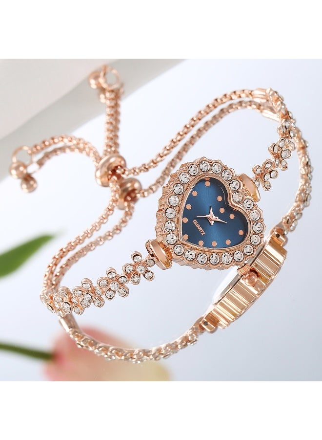Diamond-Studded Light Luxury Heart Women's Bracelet Watch  - Image 2