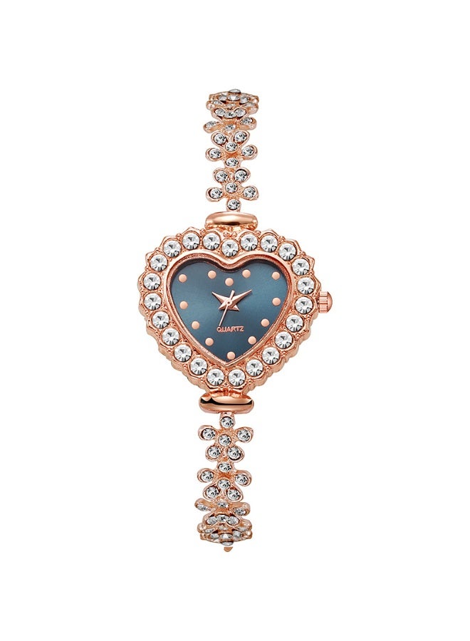 Diamond-Studded Light Luxury Heart Women's Bracelet Watch  - Image 5