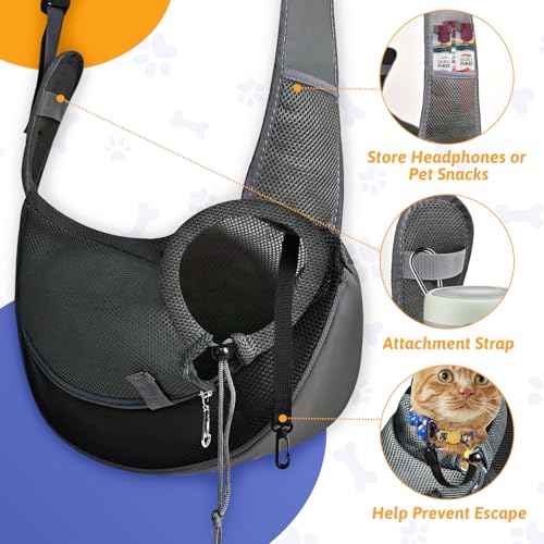 MASHDE Cat Sling Carrier, Soft Cat Carrier Pouch for Cats Under 11 lbs with Adjustable Strap, Breathable Mesh Cat Bag for Nail Trimming Vet Visits Car Travel Outdoor (Dark Gray) - Image 5