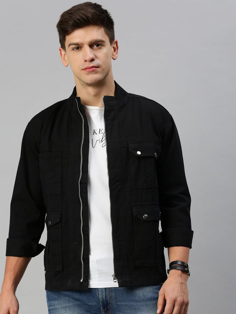 VOGATI Men's Denim Jacket ajt184voga-xxl_Black_2XL - Image 4