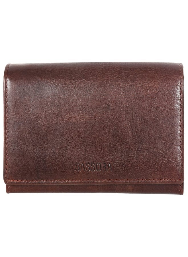 Sassora Genuine Leather Women Brown RFID Protected Medium Purse (4 Card Holders) - Image 1