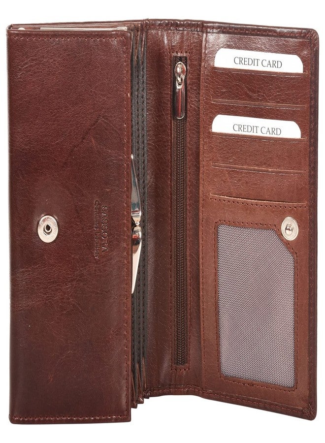 Sassora Genuine Leather Women Brown RFID Protected Medium Purse (4 Card Holders) - Image 2