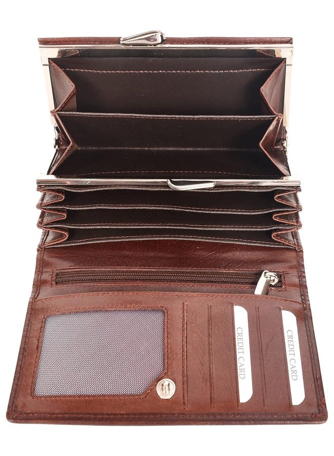 Sassora Genuine Leather Women Brown RFID Protected Medium Purse (4 Card Holders) - Image 3