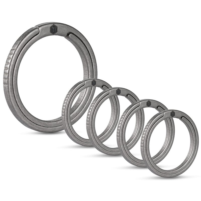 KeyUnity KA11 Titanium Flat Key Rings, 33/25/17.5mm Side Pushing Split Ring for Key Carabiner Flashlight Knife Dog ID Collar Tag (1L+4S) - Image 1