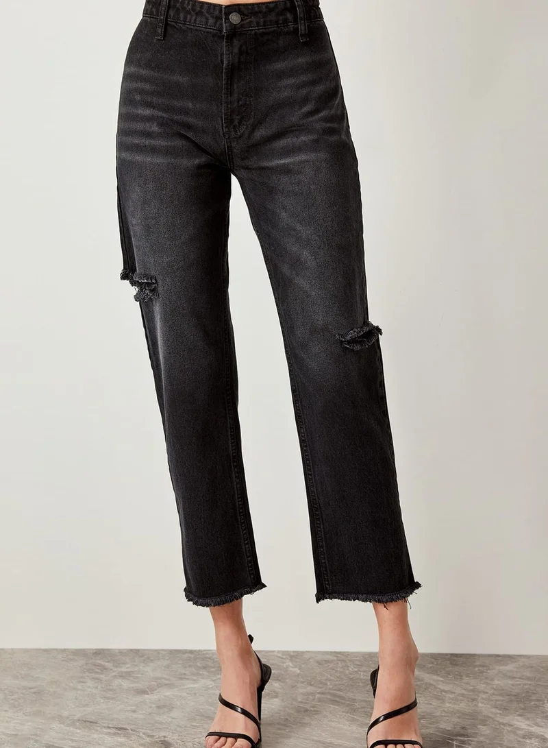 trendyol Ripped Crop Jeans