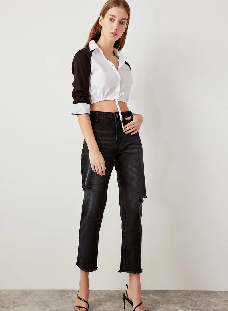 trendyol Ripped Crop Jeans