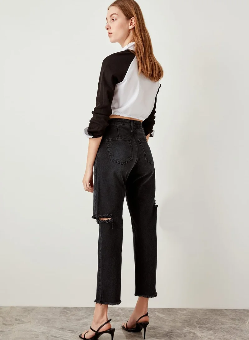 trendyol Ripped Crop Jeans