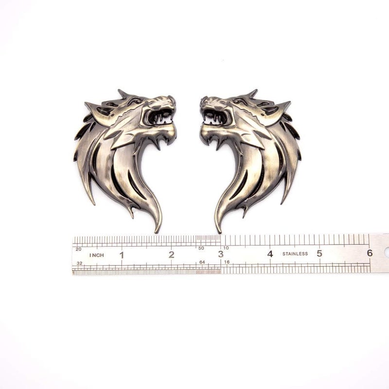 CARRUN 2pcs 3D Wolf Head Metal Emblem Car Motorcycles Side Fender Rear Styling Emblem Badge Decal (Gold) - Image 5
