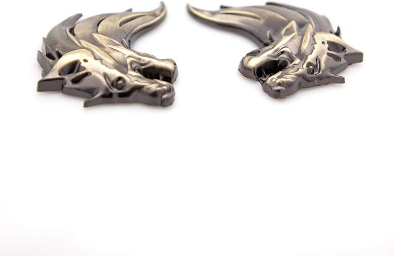CARRUN 2pcs 3D Wolf Head Metal Emblem Car Motorcycles Side Fender Rear Styling Emblem Badge Decal (Gold) - Image 4